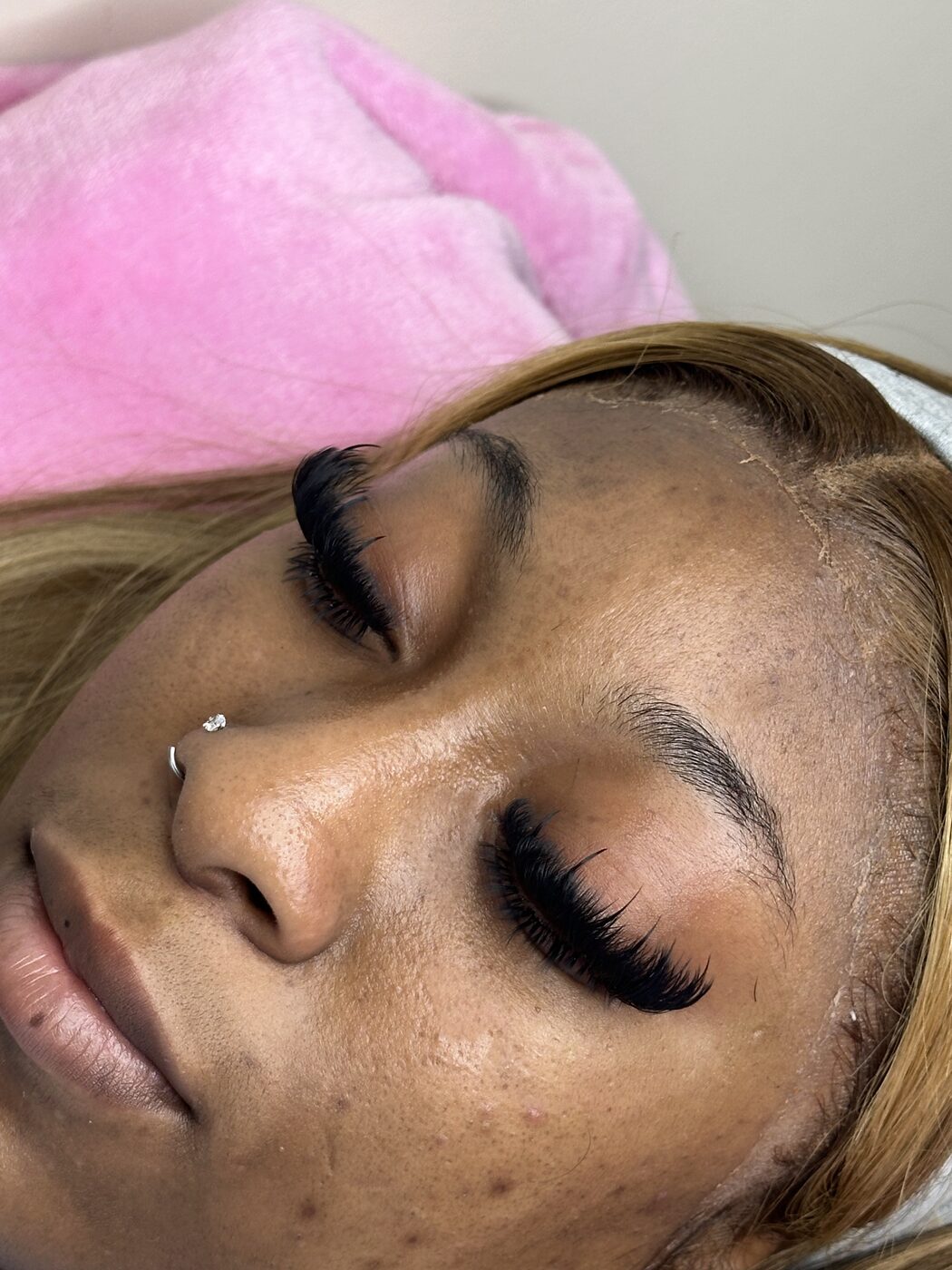 KTB Studios premium lash extension set on client